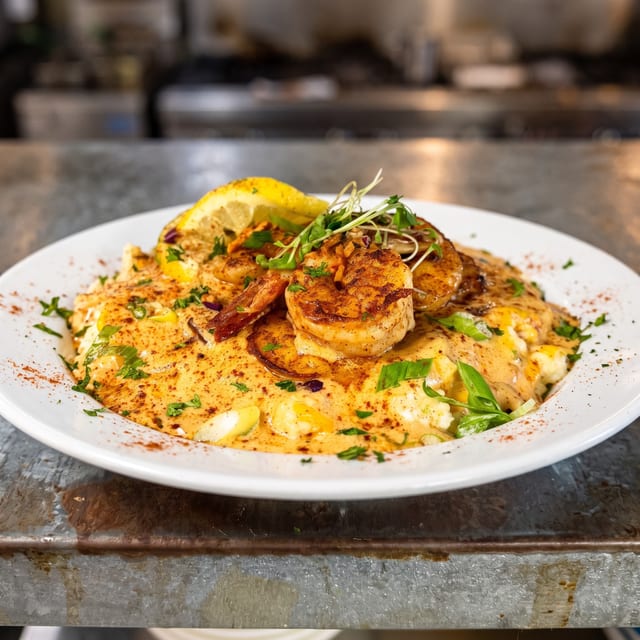 Seared Shrimp & Grits.