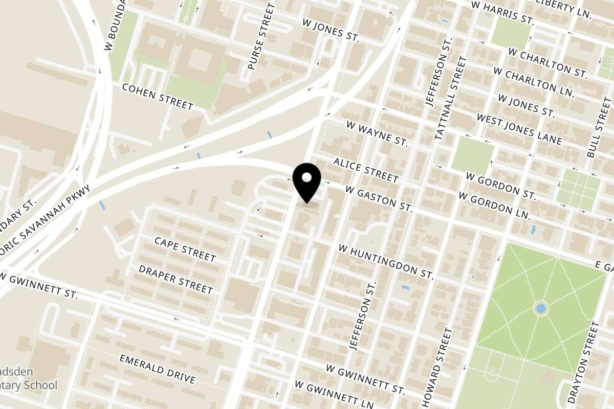 Map showing the location of West Broad Bandshell on 514 Martin Luther King Jr Blvd in Savannah
